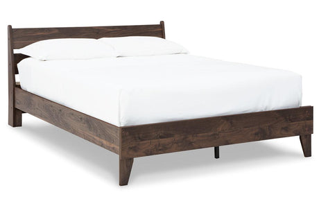 Calverson Mocha Queen Panel Platform Bed by Ashley at Eve Furniture