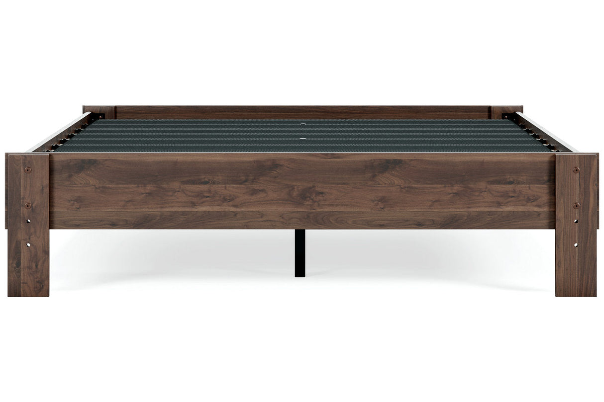 Calverson Mocha Queen Platform Base Bed by Ashley at Eve Furniture