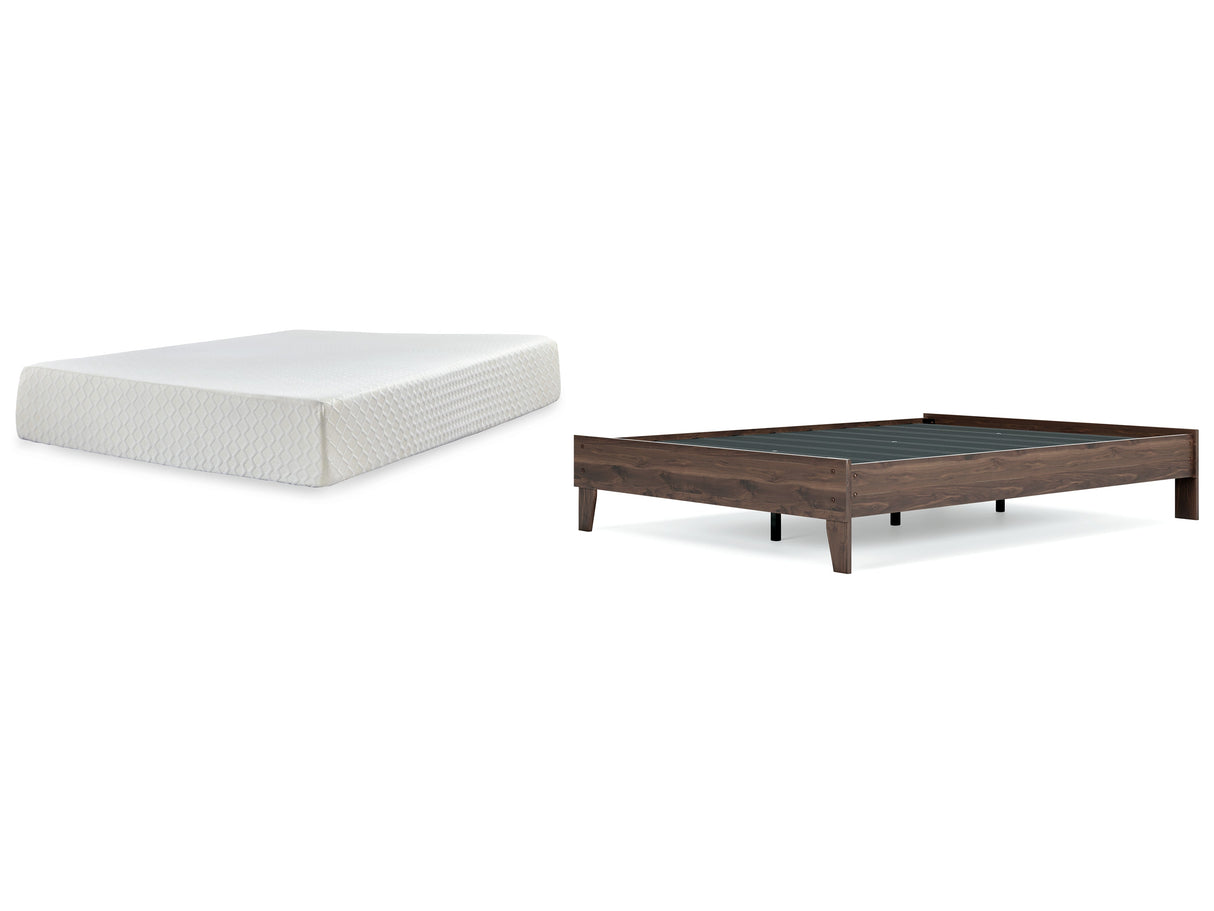 Calverson Queen Platform Bed with Mattress in Mocha