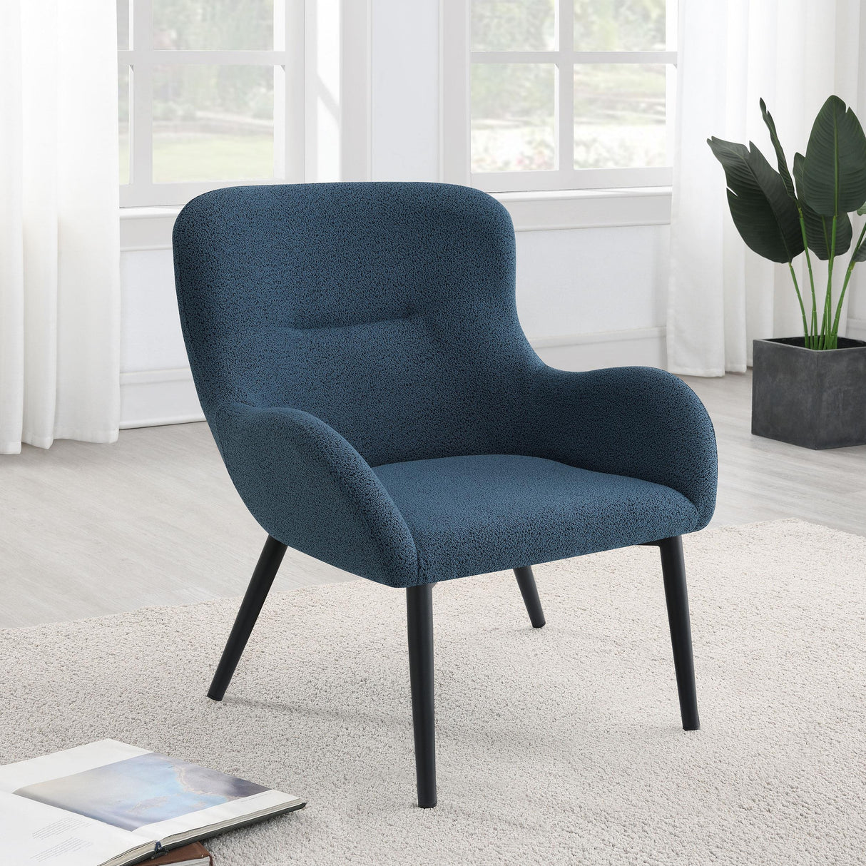 Calvin Aegean Blue Upholstered Modern Arm Accent Chair