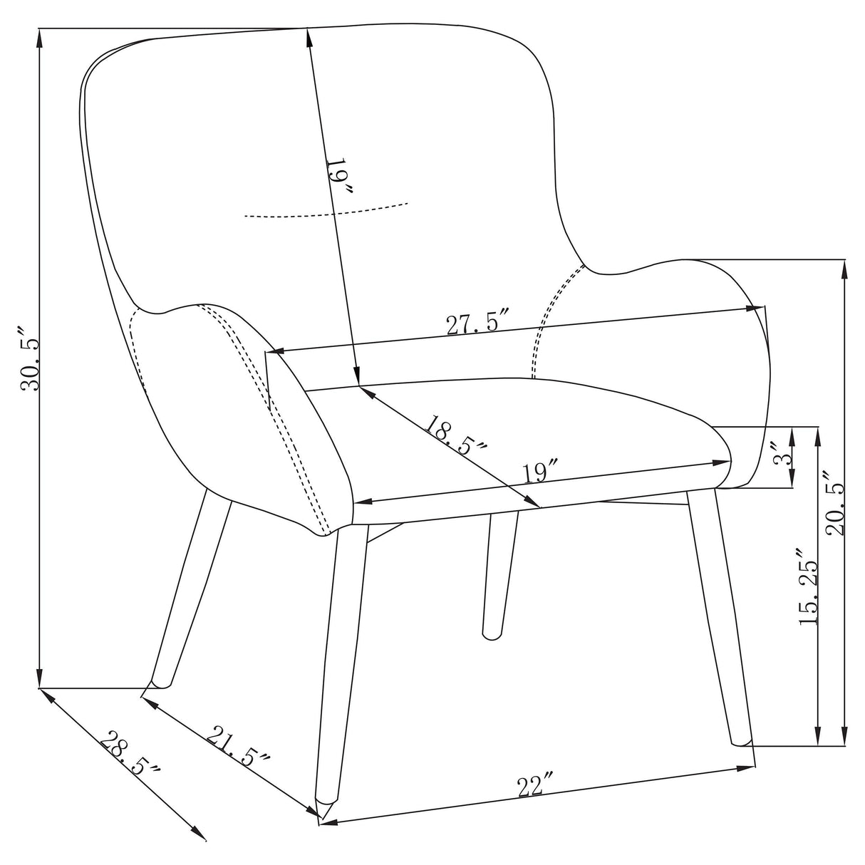 Calvin Rust Upholstered Modern Arm Accent Chair