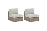 Calworth Beige Outdoor Armless Chair by Ashley at Eve Furniture