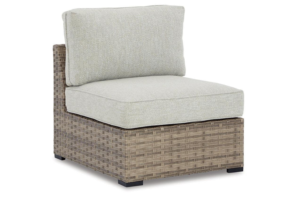 Calworth Beige Outdoor Armless Chair by Ashley at Eve Furniture