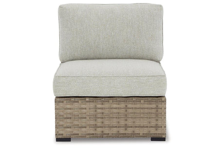 Calworth Beige Outdoor Armless Chair by Ashley at Eve Furniture