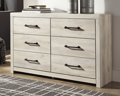 Cambeck Full Panel Bed with 2 Storage Drawers with Dresser in Whitewash