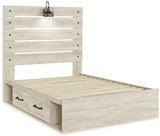 Cambeck Full Panel Bed with 2 Storage Drawers with Dresser in Whitewash