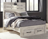 Cambeck Full Panel Bed with 2 Storage Drawers with Mirrored Dresser in Whitewash