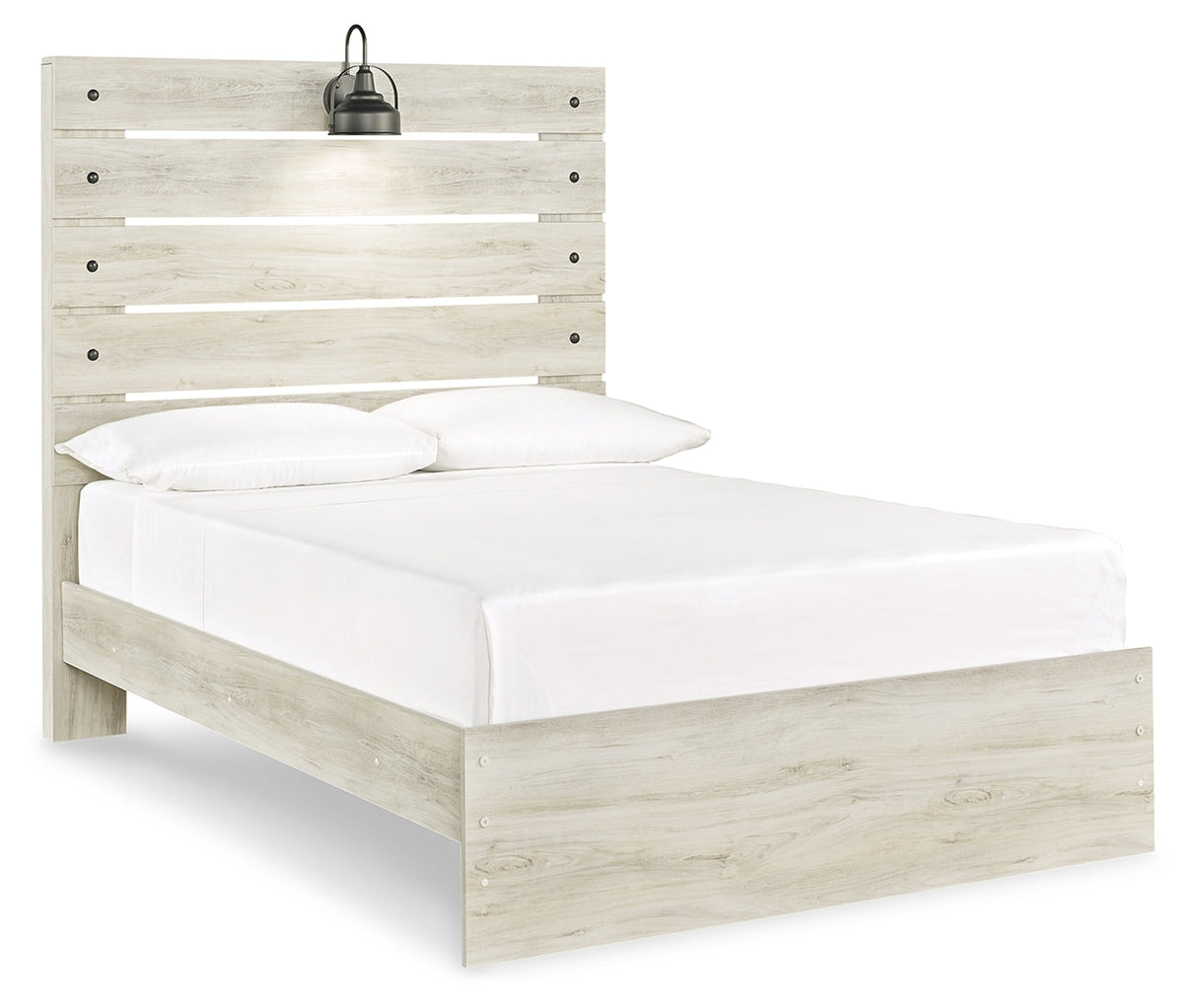Cambeck Full Panel Bed with Mirrored Dresser, Chest and 2 Nightstands in Whitewash by Ashley at Eve Furniture