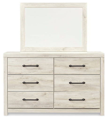 Cambeck Full Panel Bed with Mirrored Dresser, Chest and 2 Nightstands in Whitewash by Ashley at Eve Furniture