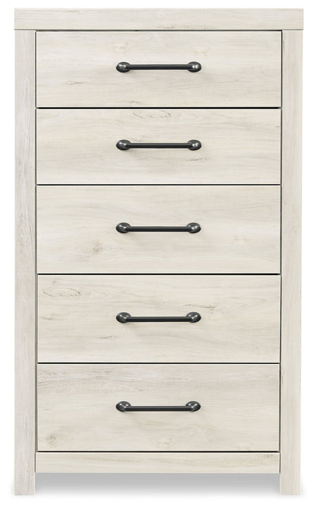 Cambeck Full Panel Bed with Mirrored Dresser, Chest and 2 Nightstands in Whitewash by Ashley at Eve Furniture