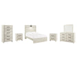 Cambeck Full Panel Bed with Mirrored Dresser, Chest and 2 Nightstands in Whitewash by Ashley at Eve Furniture