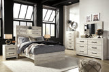 Cambeck Full Panel Bed with Mirrored Dresser, Chest and 2 Nightstands in Whitewash by Ashley at Eve Furniture