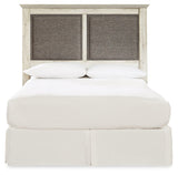 Cambeck King/California King Upholstered Panel Headboard with Dresser in Whitewash