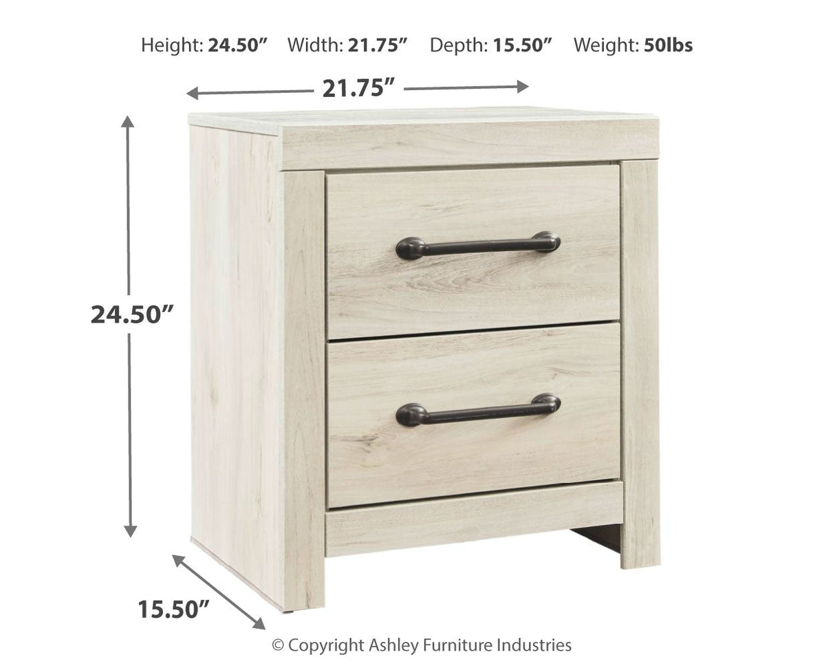 Cambeck King/California King Upholstered Panel Headboard with Mirrored Dresser and 2 Nightstands in Whitewash