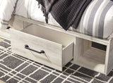 Cambeck Queen Panel Bed with 2 Storage Drawers with Mirrored Dresser, Chest and 2 Nightstands in Whitewash