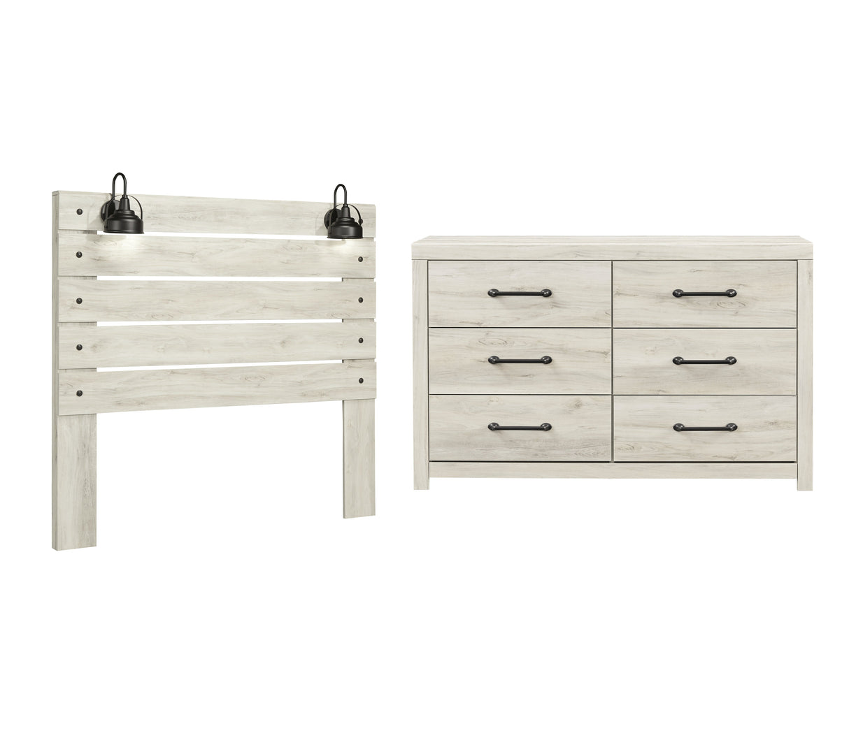 Cambeck Queen Panel Headboard Bed with Dresser in Whitewash