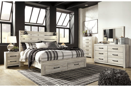 Cambeck Whitewash King Storage Panel Bed by Ashley at Eve Furniture