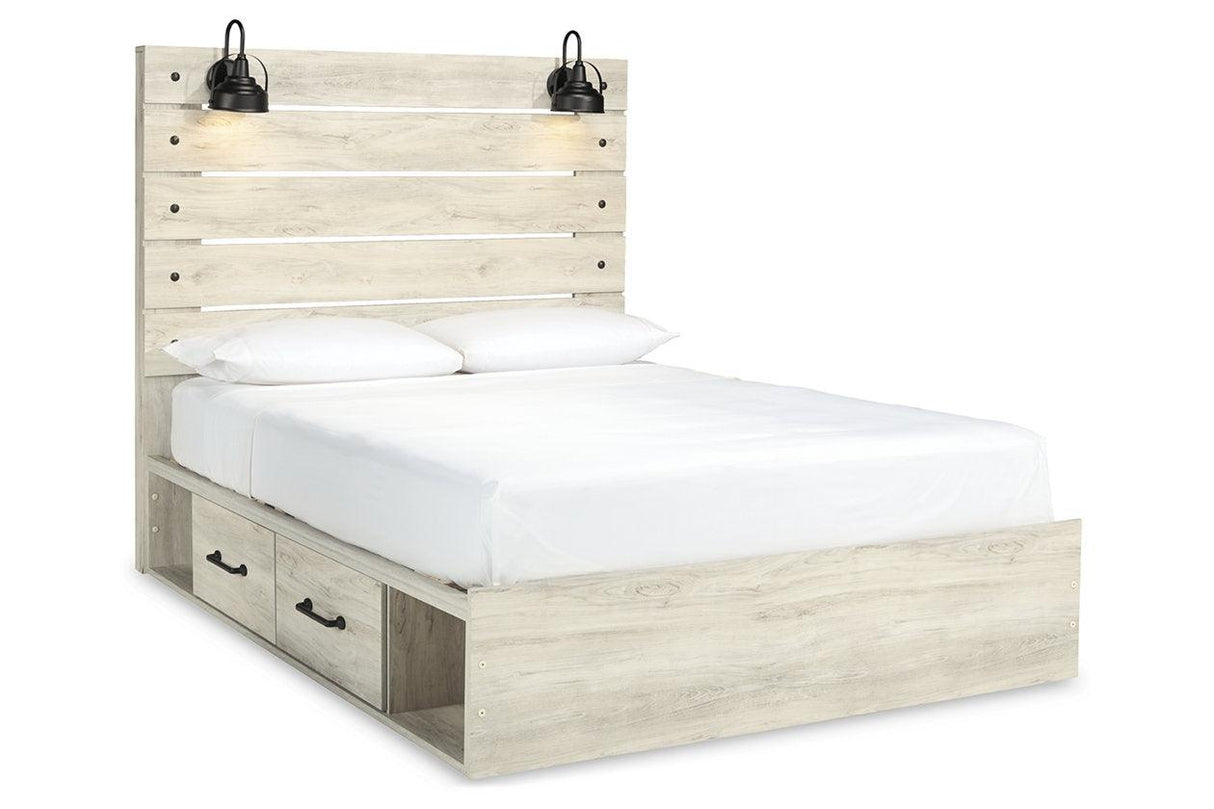 Cambeck Whitewash Queen Platform Bed with 2 Storage Drawers by Ashley at Eve Furniture
