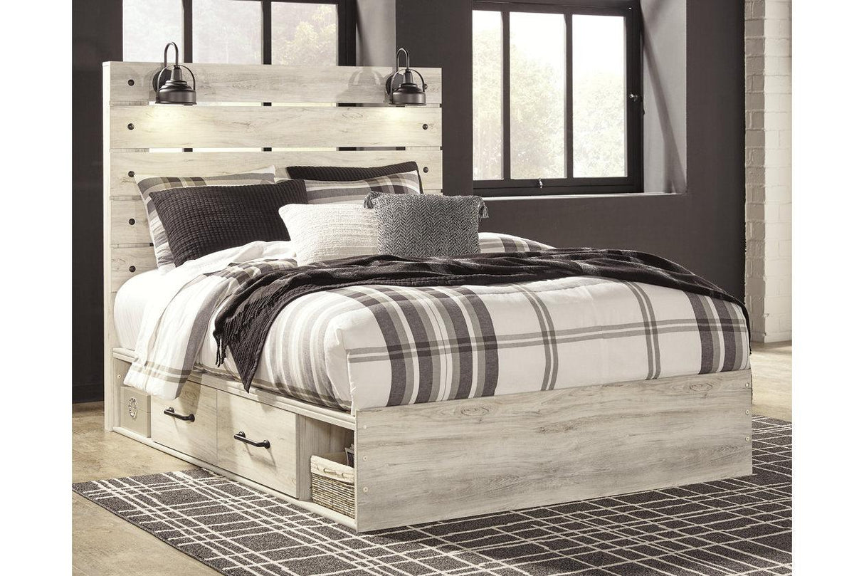 Cambeck Whitewash Queen Platform Bed with 4 Storage Drawers by Ashley at Eve Furniture