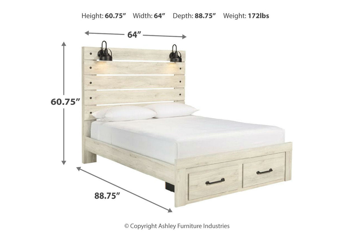 Cambeck Whitewash Queen Storage Panel Bed by Ashley at Eve Furniture