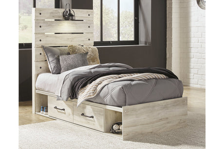 Cambeck Whitewash Twin Storage Platform Bed with 2 Drawers by Ashley at Eve Furniture