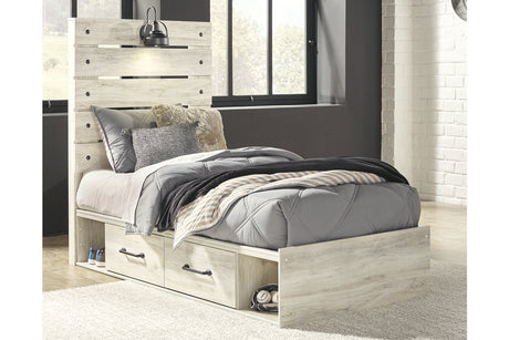 Cambeck Whitewash Twin Storage Platform Bed with 4 Drawers by Ashley at Eve Furniture