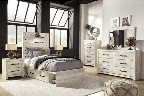 Cambeck Whitewash Twin Storage Platform Bed with 4 Drawers by Ashley at Eve Furniture