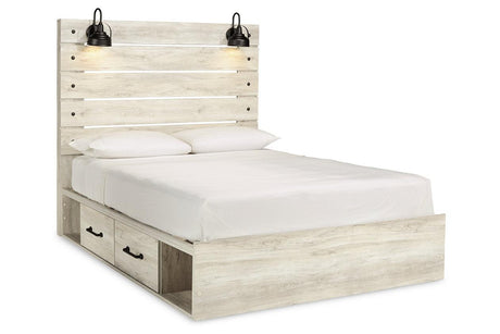 Cambeck Whitewash Queen Platform Bed with 4 Storage Drawers by Ashley at Eve Furniture