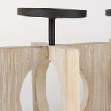 Cambie 29.0L x 6.0W x 9.0H Natural Wood W/Black Metal Candle Holders by Mercana at Eve Furniture