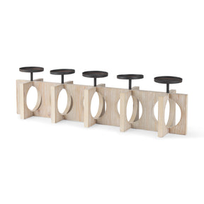 Cambie 29.0L x 6.0W x 9.0H Natural Wood W/Black Metal Candle Holders by Mercana at Eve Furniture