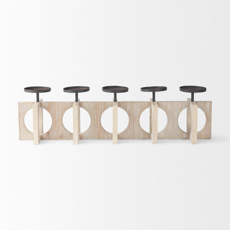 Cambie Natural Wood W/Black Metal Candle Holders by Mercana at Eve Furniture