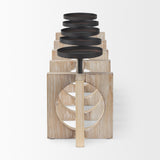 Cambie Natural Wood W/Black Metal Candle Holders by Mercana at Eve Furniture