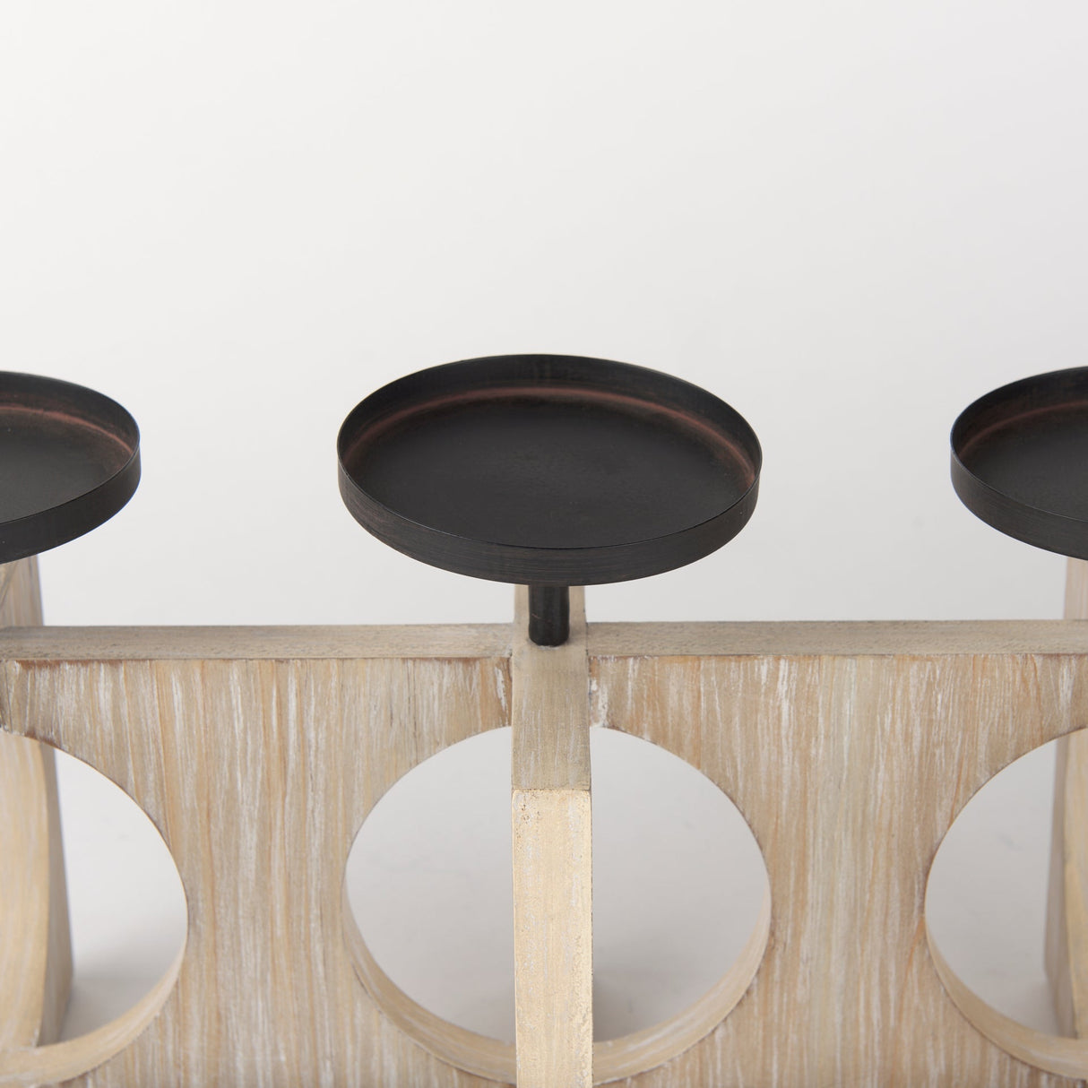 Cambie Natural Wood W/Black Metal Candle Holders by Mercana at Eve Furniture