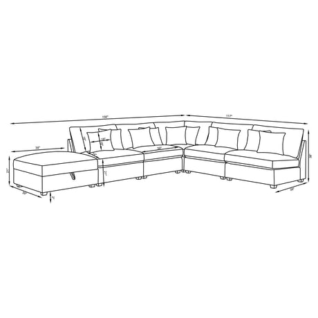 Cambria Grey 5-Piece Upholstered Modular Sectional by Coaster at Eve Furniture