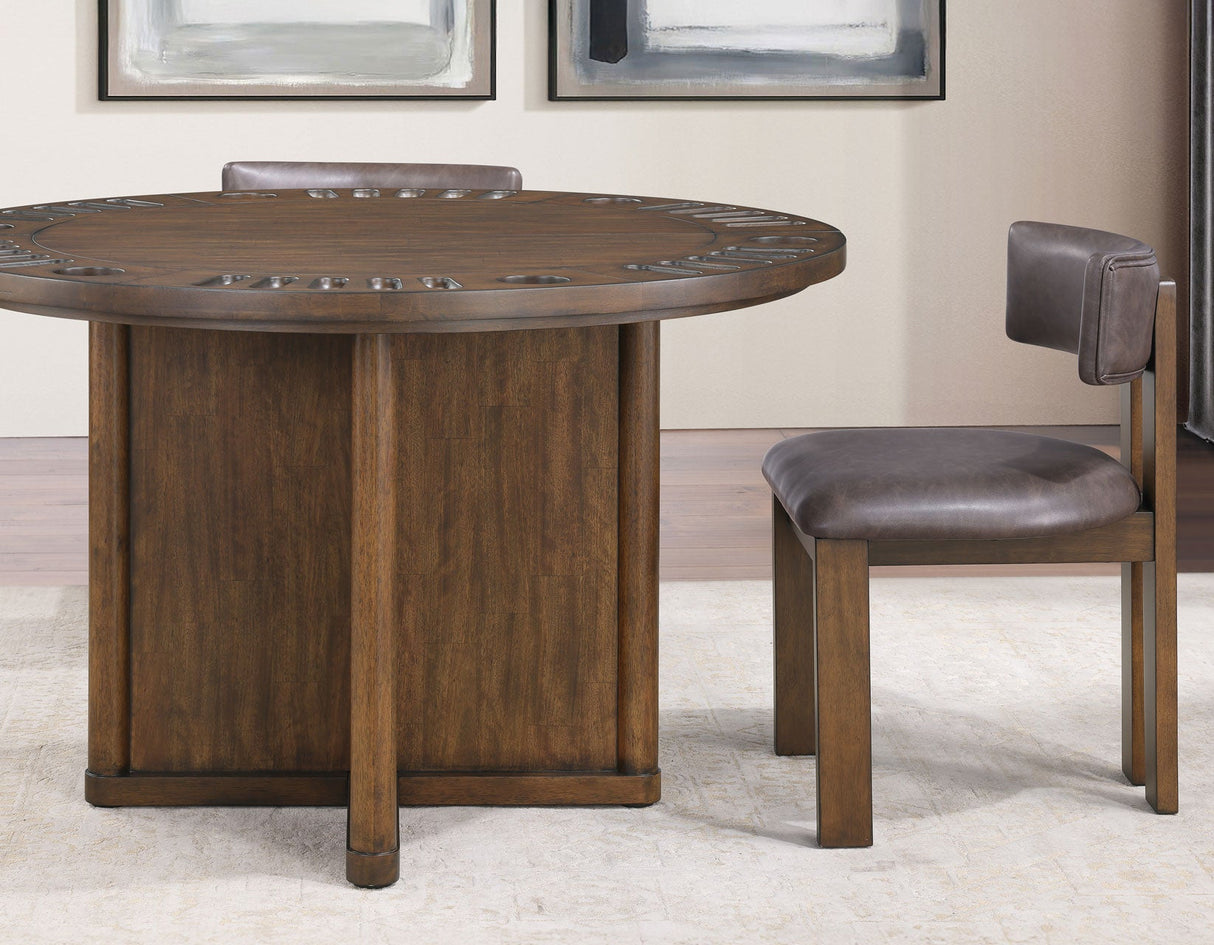 Cambridge Burnished Chestnut 47.25″ Round Dining Table by Steve Silver at Eve Furniture