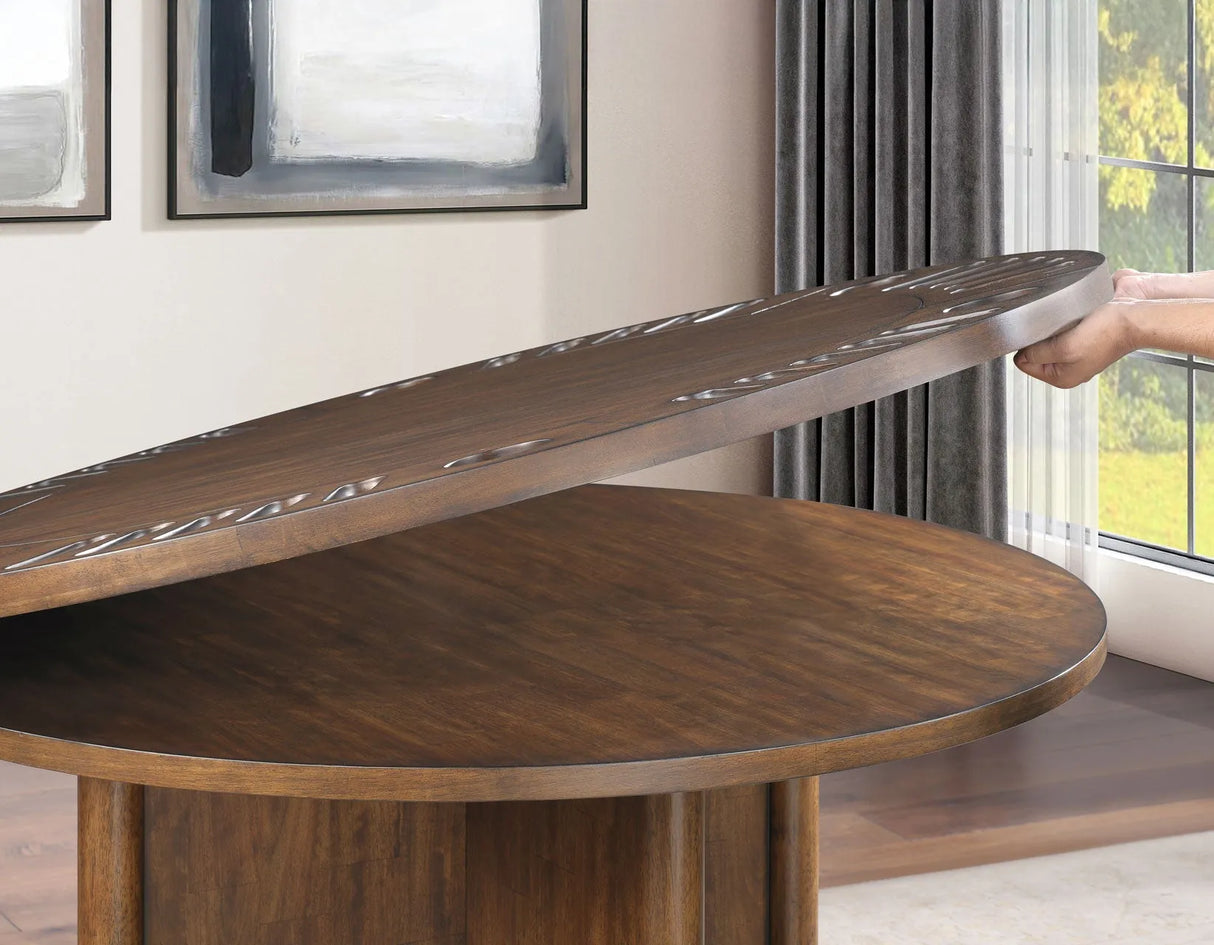 Cambridge Burnished Chestnut Dining Set with Folding Removable Game Top by Steve Silver at Eve Furniture