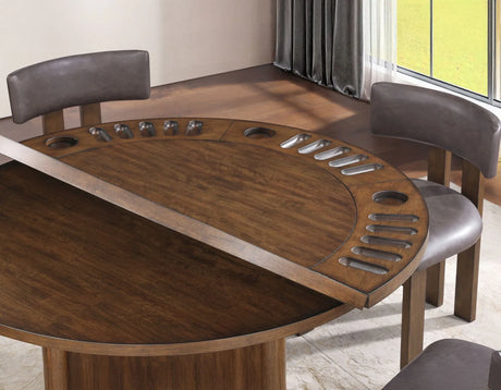 Cambridge Burnished Chestnut Dining Set with Folding Removable Game Top by Steve Silver at Eve Furniture