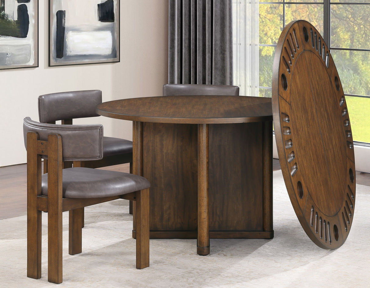 Cambridge Burnished Chestnut Dining Set with Folding Removable Game Top by Steve Silver at Eve Furniture
