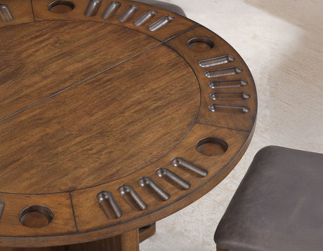 Cambridge Burnished Chestnut Dining Set with Folding Removable Game Top by Steve Silver at Eve Furniture