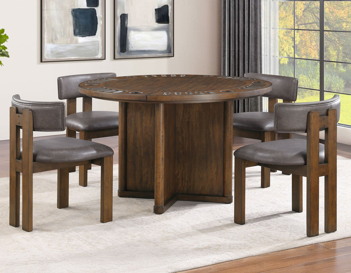 Cambridge Burnished Chestnut Dining Set with Folding Removable Game Top by Steve Silver at Eve Furniture