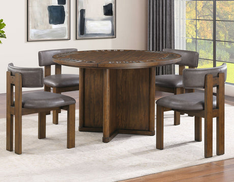 Cambridge Burnished Chestnut Dining Set with Folding Removable Game Top by Steve Silver at Eve Furniture