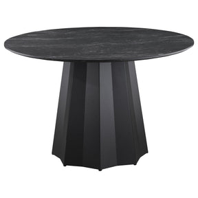 Camden Black Round 48-inch Faux Marble Top Dining Table by Coaster at Eve Furniture