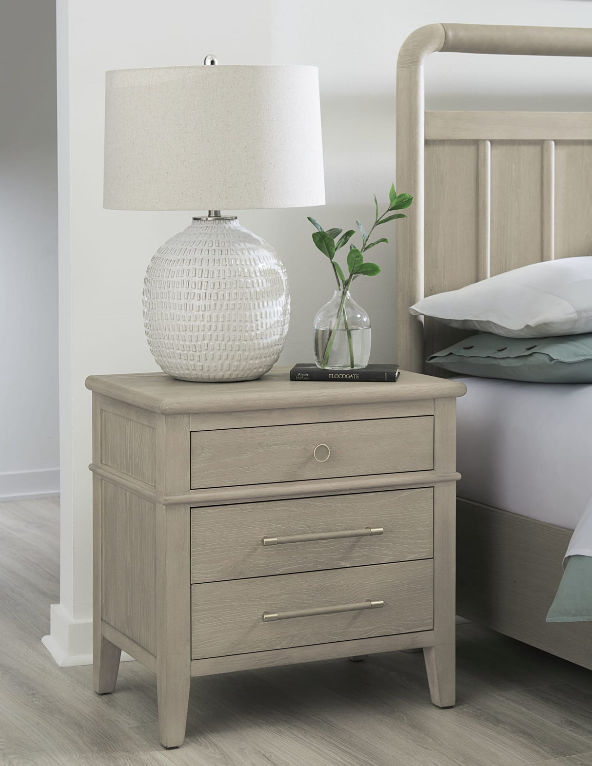 Camden Chai Three Drawer Oak Wood Nightstand by Modus Furniture at Eve Furniture