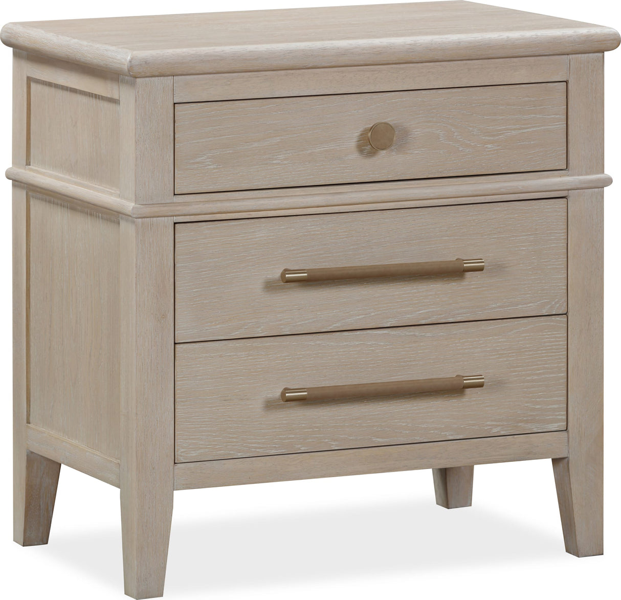 Camden Chai Three Drawer Oak Wood Nightstand by Modus Furniture at Eve Furniture