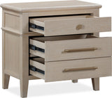 Camden Chai Three Drawer Oak Wood Nightstand by Modus Furniture at Eve Furniture