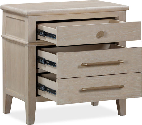 Camden Chai Three Drawer Oak Wood Nightstand by Modus Furniture at Eve Furniture