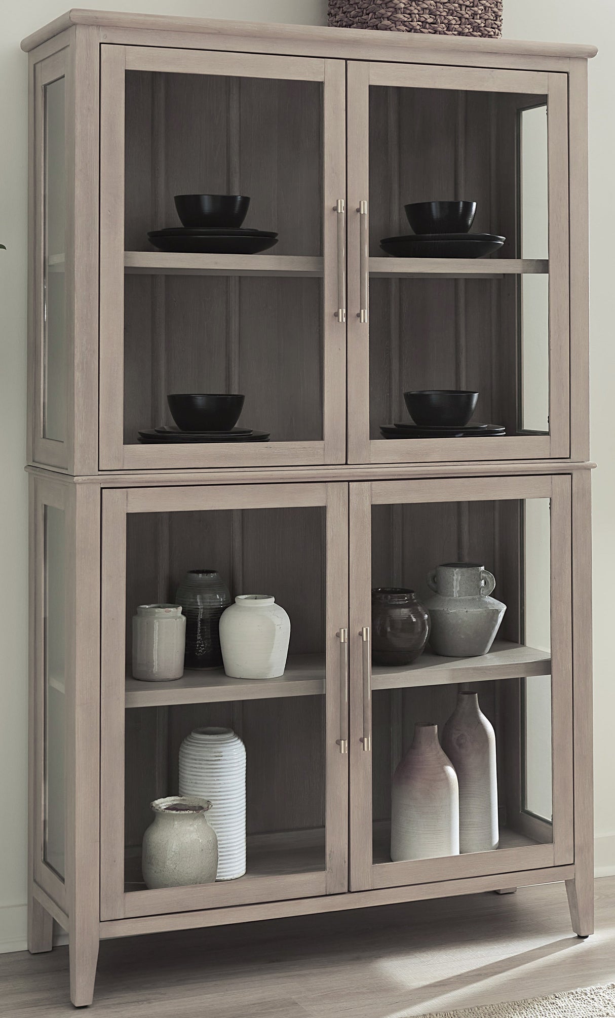 Camden Four Door Shiplap Curio in Chai by Modus Furniture at Eve Furniture