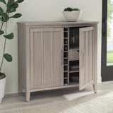 Camden Two Door Two Drawer Bar Cabinet with Stemware Rack and Wine Rack in Chai by Modus Furniture at Eve Furniture