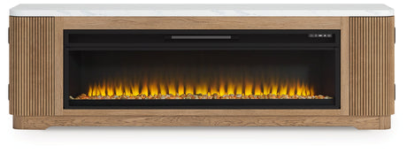 Camdill Light Brown 80" TV Stand with Electric Fireplace by Ashley at Eve Furniture
