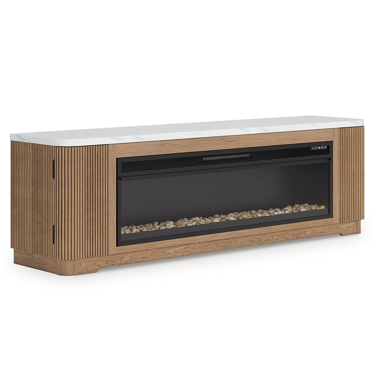 Camdill Light Brown 80" TV Stand with Electric Fireplace by Ashley at Eve Furniture